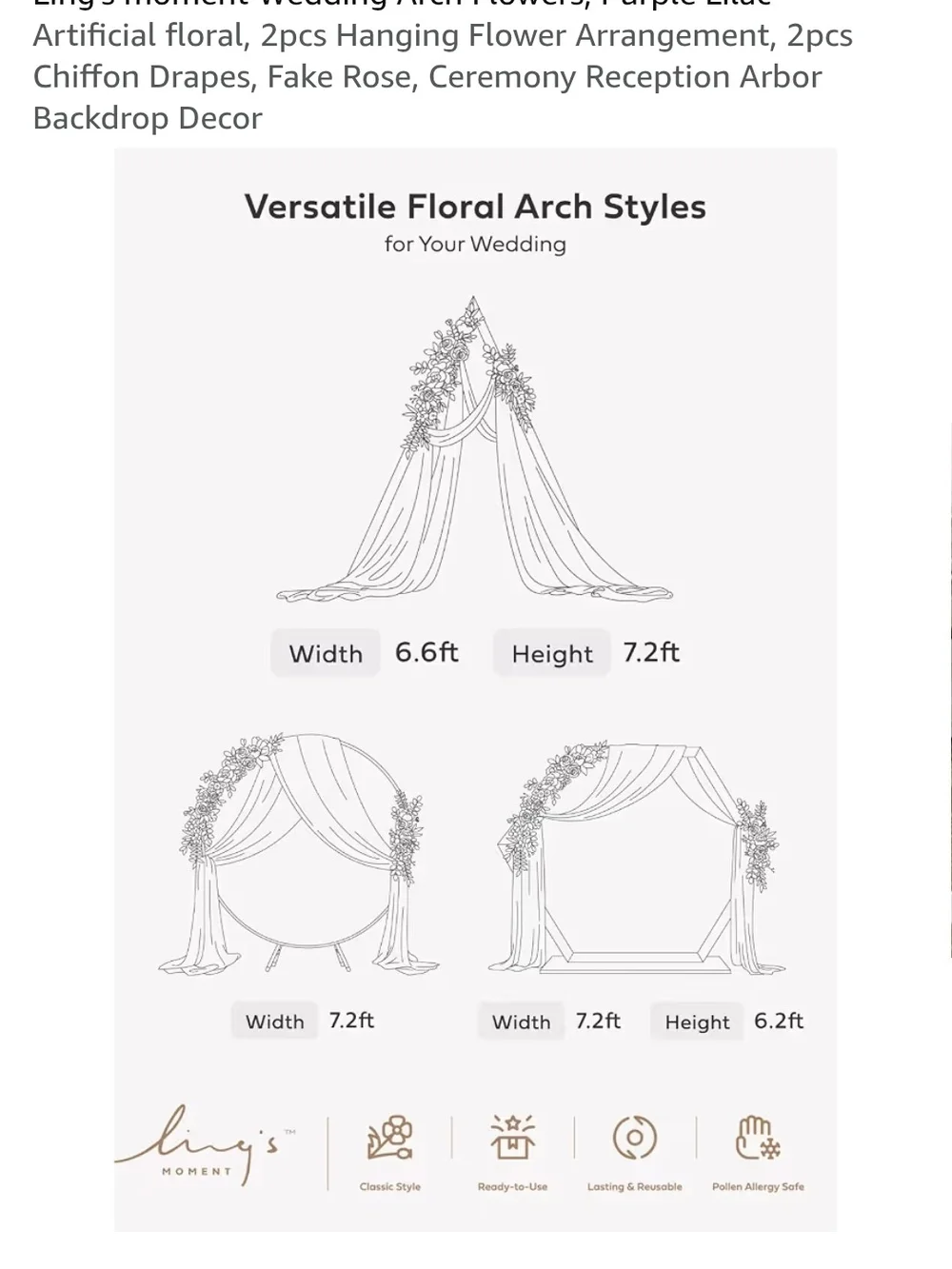 Elegant Purple and Ivory Chiffon Arch Drapes with Floral Accents